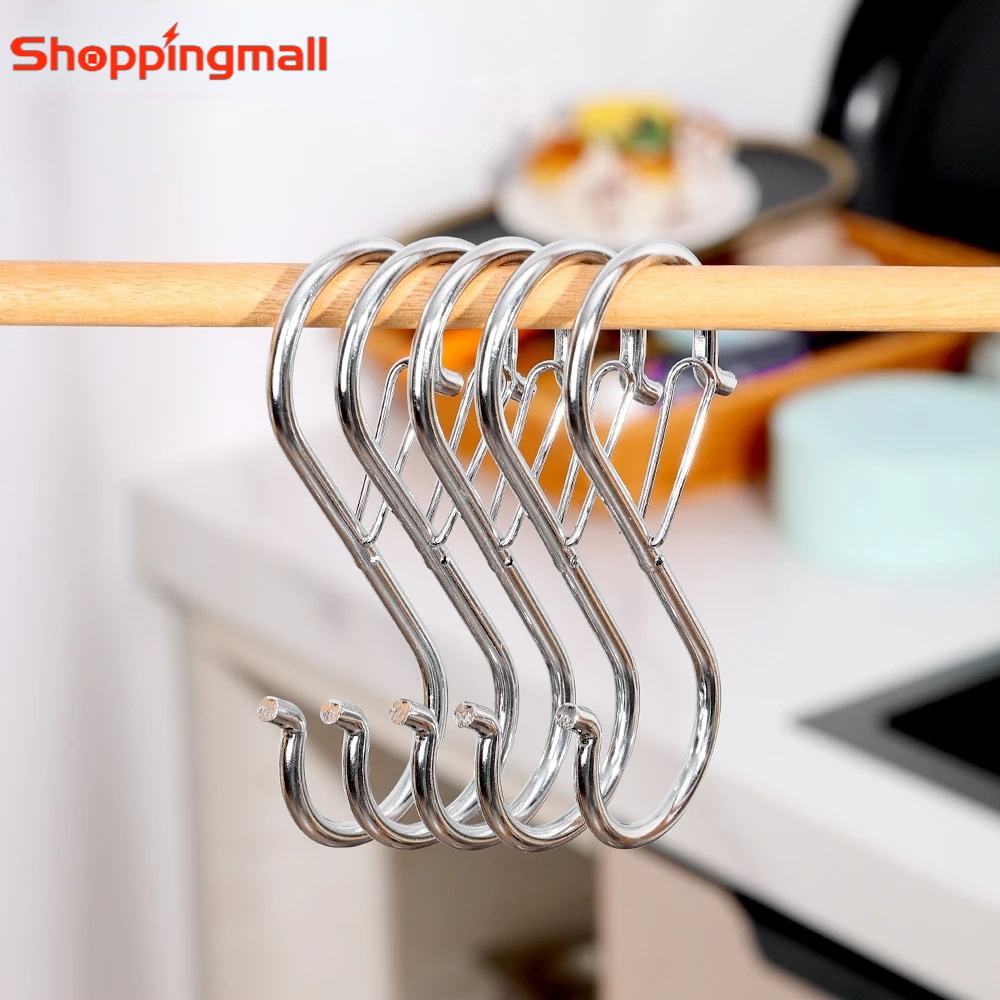 Alloy S-Shape Windproof Hook Silver Railing Storage Stand Wardrobe Hanger ราคา 2 บาท*ส่งฟรี