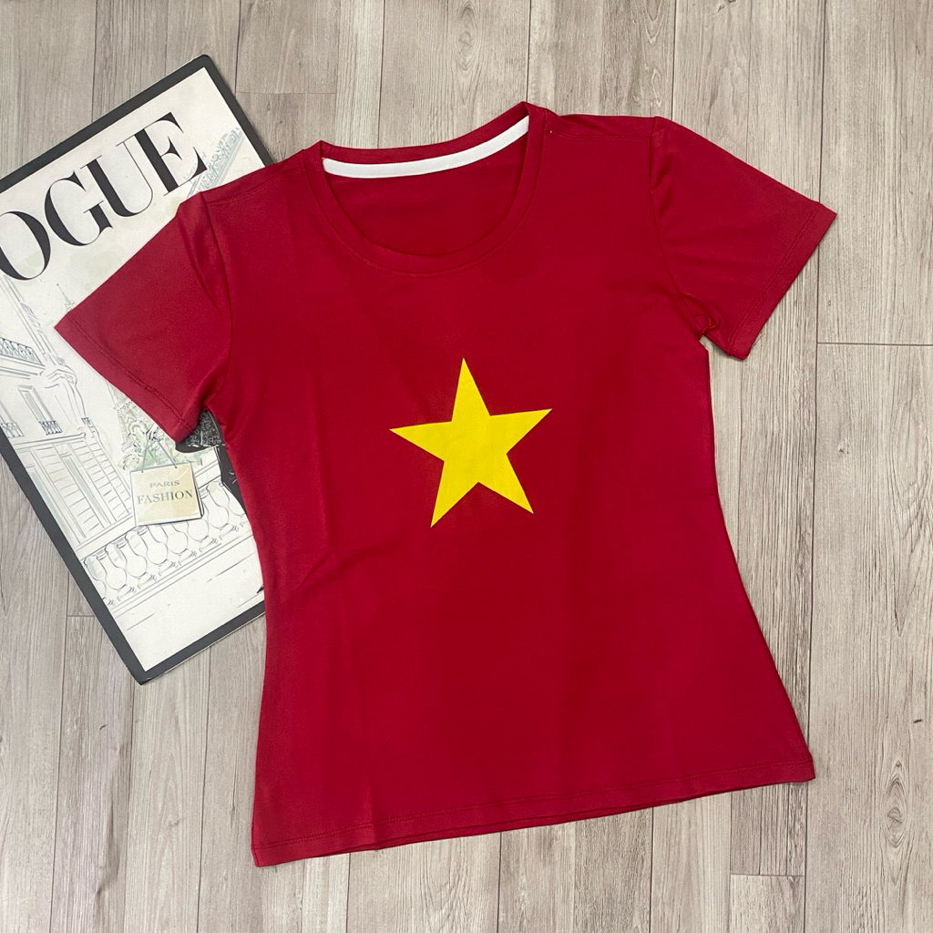 Áo đỏ sao vàng đội nhóm, hội thao, cổ vũ nữ