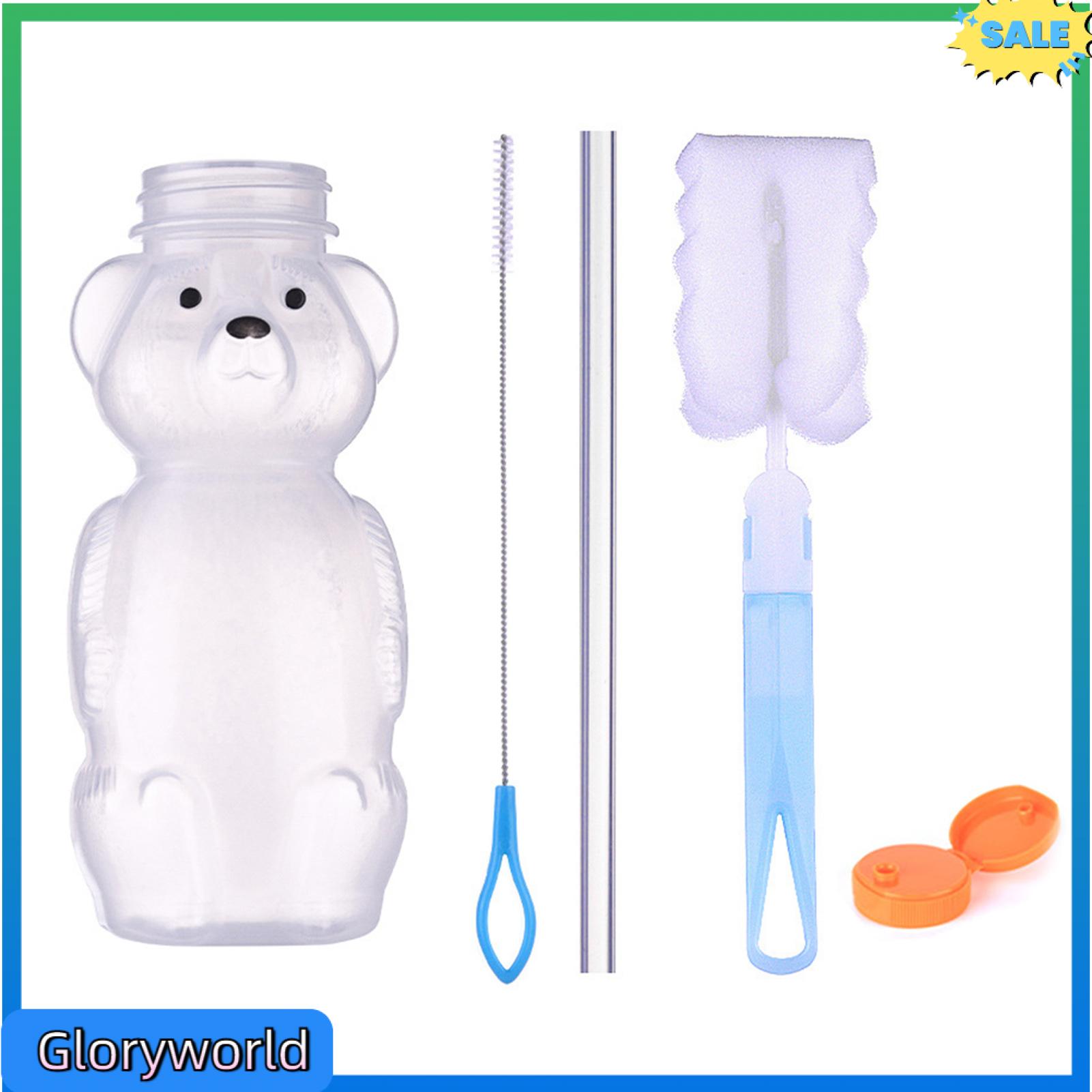 Gloryworld Child Safe Drinking Cup Squeezable Baby Cup 230ml Bear Shape Kids Straw Cup with Safety Lid – Spill-proof Child-safe Drinking Cup for Toddlers Baby Shake Cup Durable and Easy-to-clean for Families