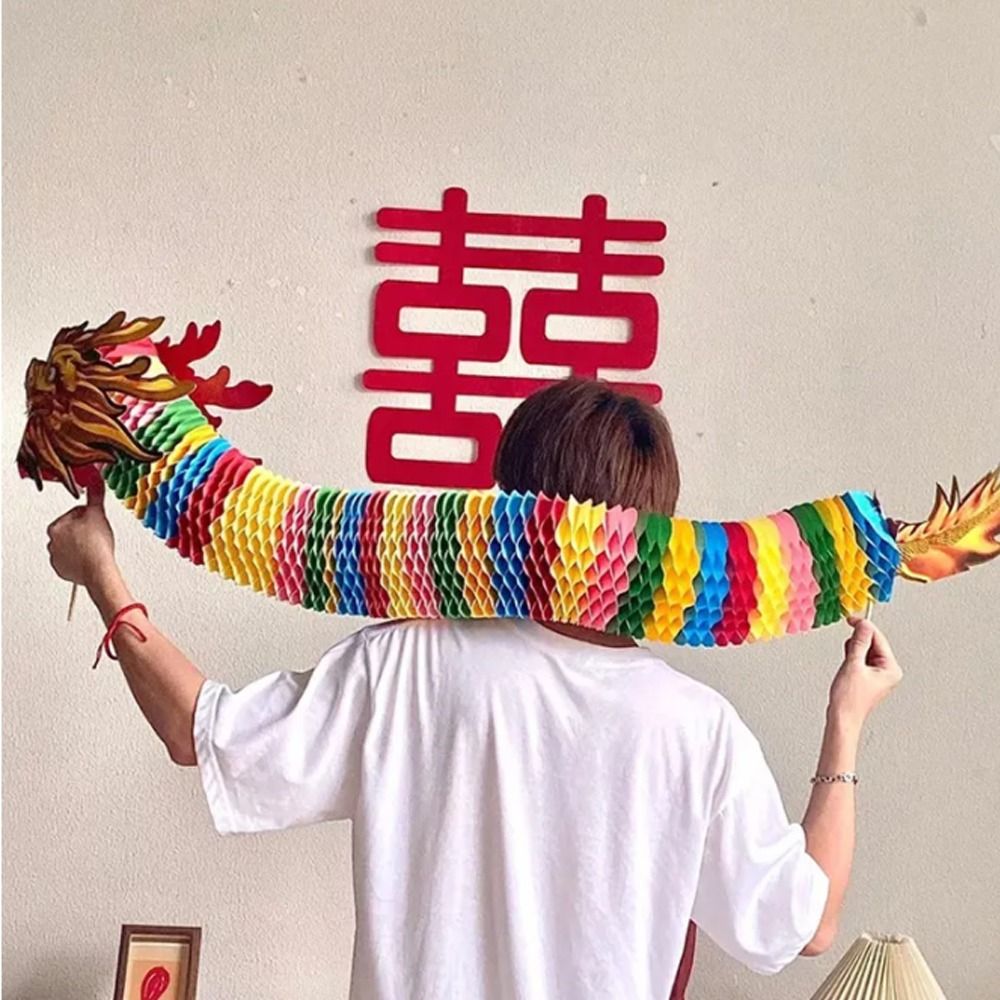 WOEREG Đồ thủ công mỹ nghệ Múa Rồng bằng giấy Phong cách Trung Quốc Thủ
