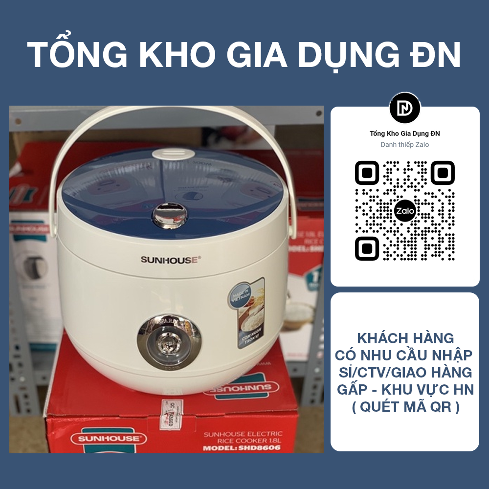 Nồi cơm điện 1.8l sunhouse shd8606 - bảo hành 12 tháng