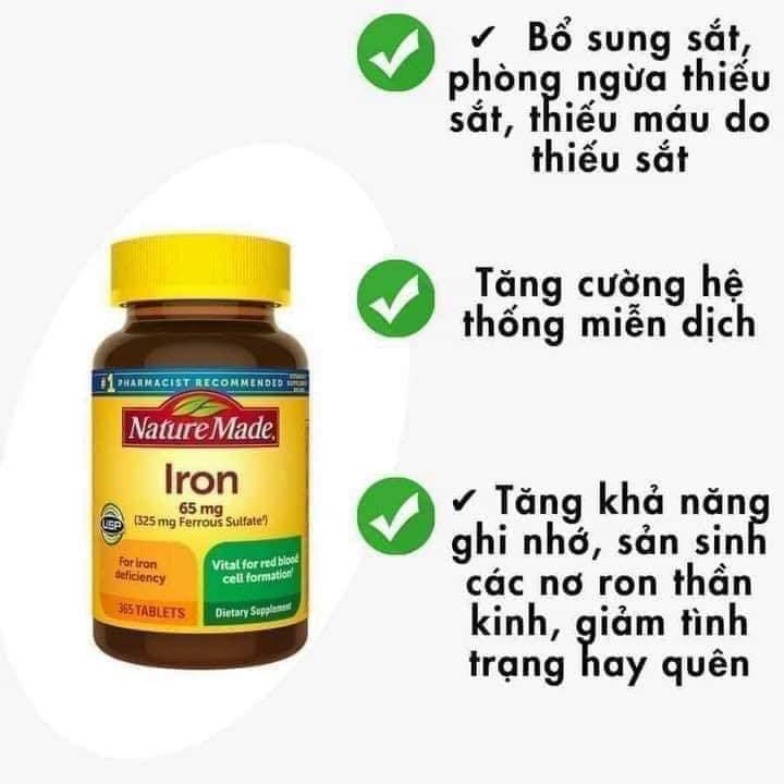 Viên uống bổ sung Sắt Iron Nature Made + Vitamin bầu Prenatal - 365 viên
