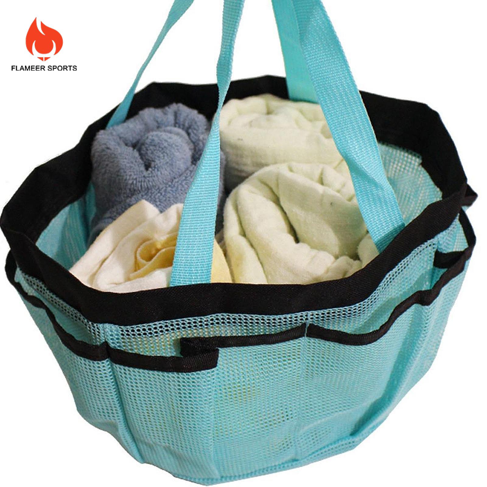 Túi lưới bãi biển flameer, có thể gập lại cho Có Túi đồ chơi cát cho kỳ nghỉ Dã Ngoại