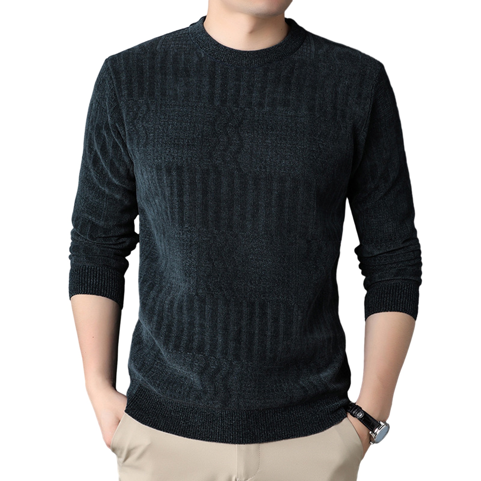 Herren Strickpullover Warm Und Gemütlich Unifarben Für Männer_voghion.com