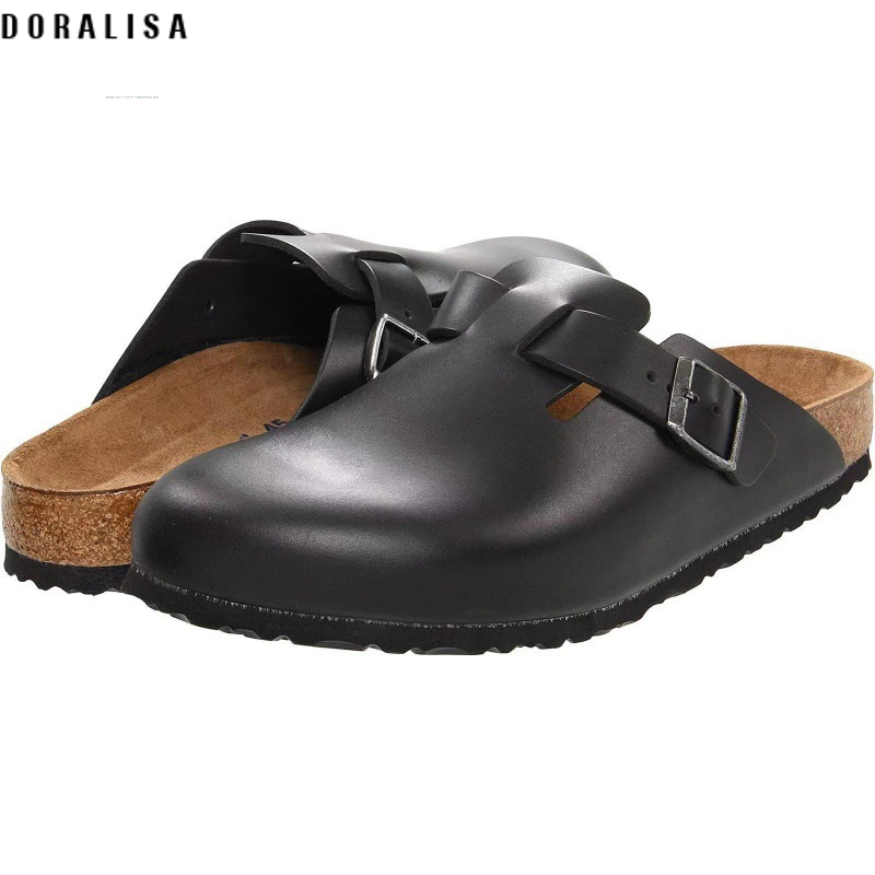 New Birkenstock half-slippers thick-soled Birkenstock toe-cap sandals for women to wear lazy genuine leather cork Birkenstock shoes for outer wear