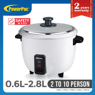 PowerPac Rice Cooker 0.6L/1.0L/1.5L/1.8L/2.8L with Aluminium inner pot (PPRC2-PPRC10)