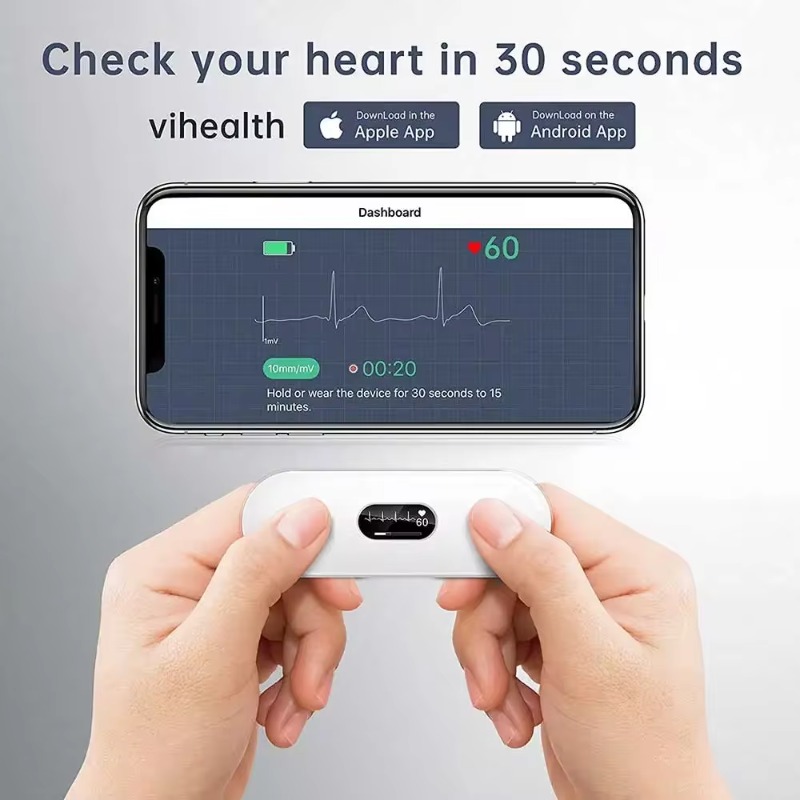 OLED Bluetooth EKG Monitor with Free AI App, Brand X