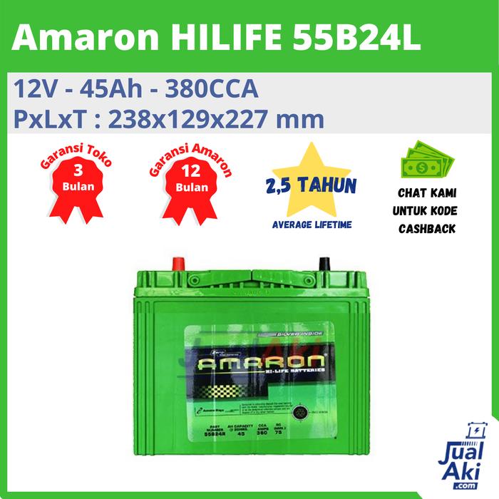 AMARON HILIFE 55B24L 12V 45AH NS60L - GOJEK GRAB ONLY Harga  1,562,000 Ringgit*Penghantaran Percuma