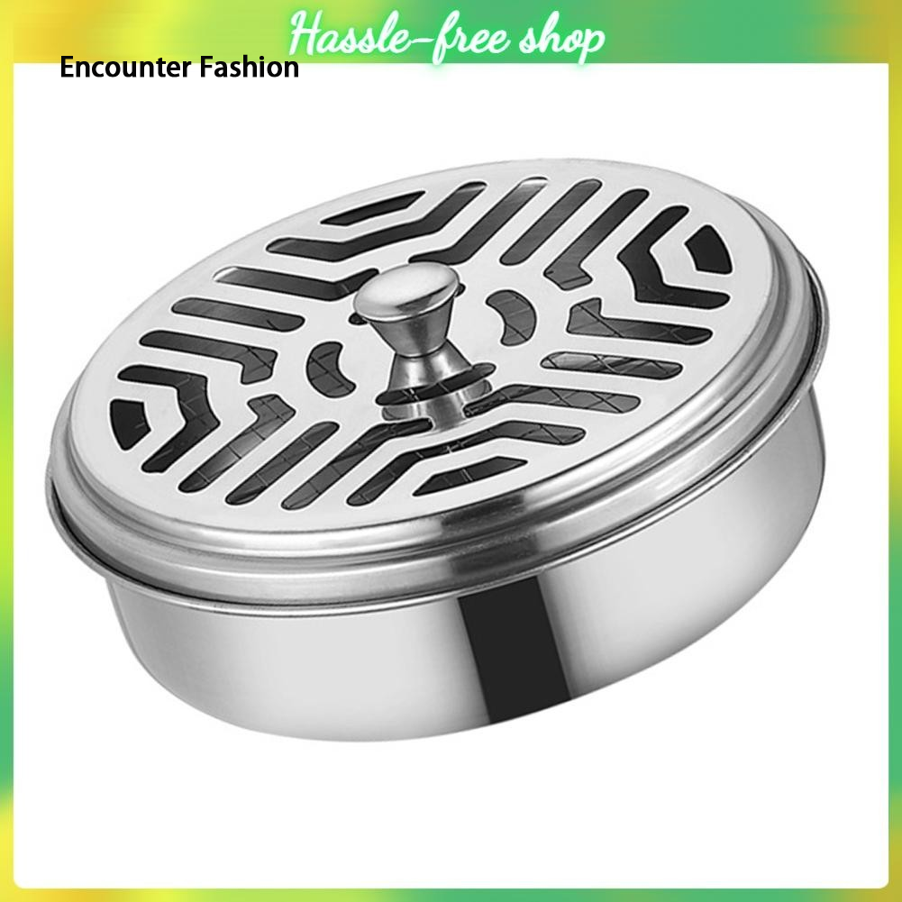 Mini House Portable Fly Coil Bracket Round Fireproof perfume Box Thick Stainless Steel Home Outdoor ราคา 31 บาท*ส่งฟรี