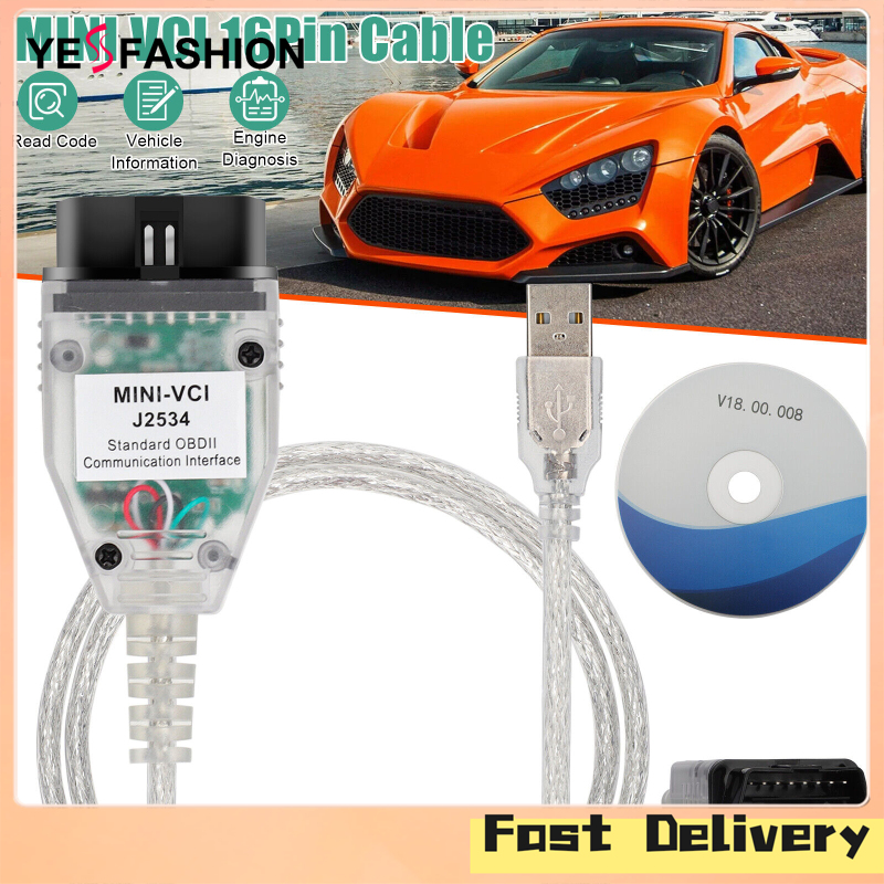 Yesfashion Store IN stock MINI VCI J2534 OBD2 Car Diagnostic Cable OBD2 Firmware V1.4.1 16 Pin VCI OBD2 USB Interface Scanning Cable