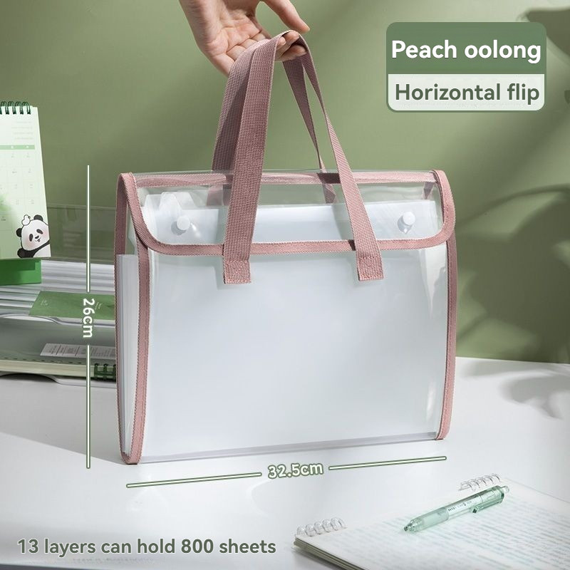 CUCUCON Transparent Expanding File Folder Paper Organizer Document Storage Bag Large Capacity