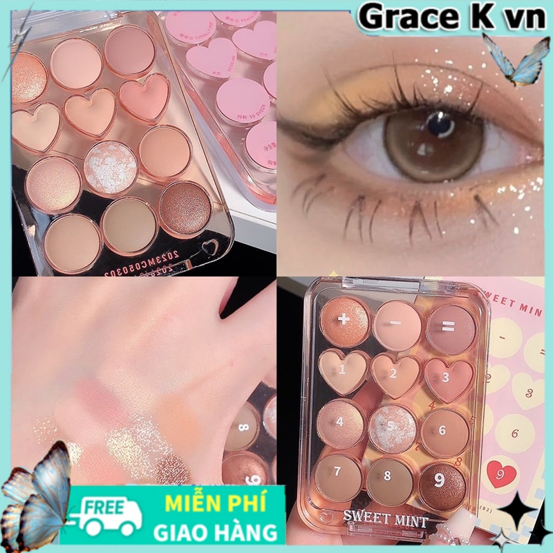 Bảng Phấn Mắt 12 màu mắt nhũ mắt chuẩn màu nội địa mềm mịn lâu trôi EYESHADOW
