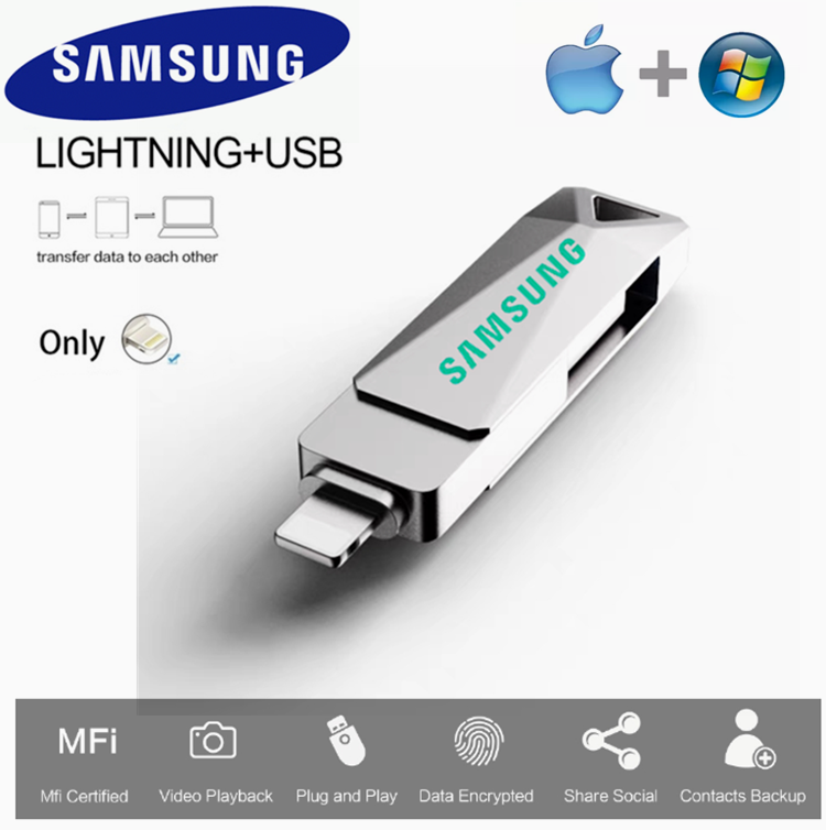 Samsung OTG USB Flash Drive 256GB 512GB 1TB USB Memory Stick for iPhone14/13/12/11/X/8/7/6 with TYPE-C Giá 288,000 Đồng*Miễn phí vận chuyển