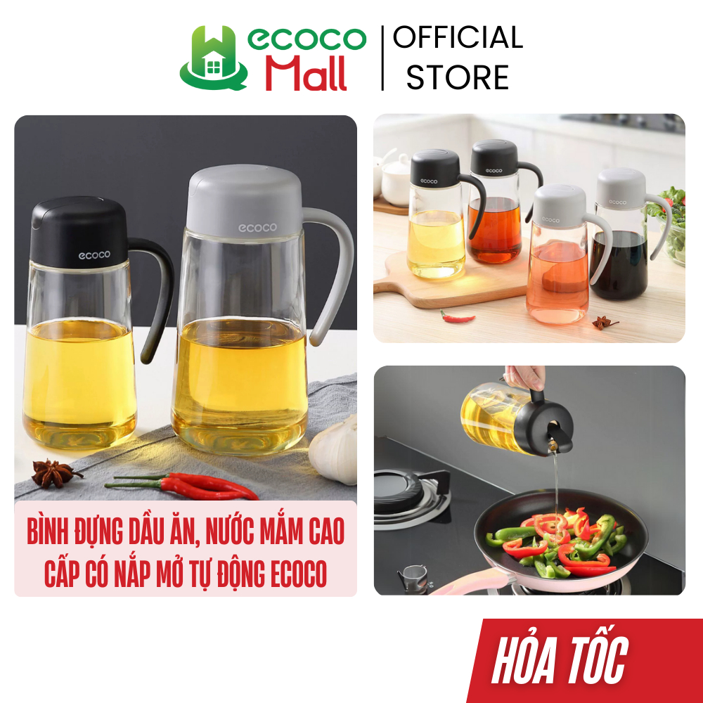 Bình đựng dầu ăn, nước mắm ECOCO có nắp mở tự động cao cấp
