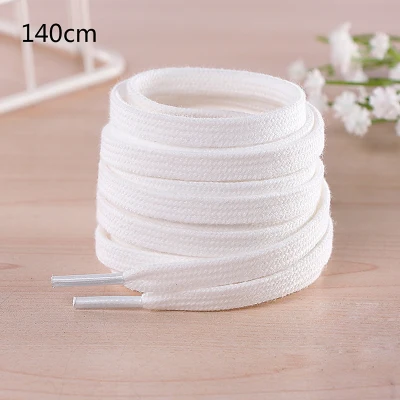 AL 1 Pair White Black Solid Color 100-160cm Cotton Thick Flat Shoelaces Wide Sports Casual Shoe Lace For Sneakers