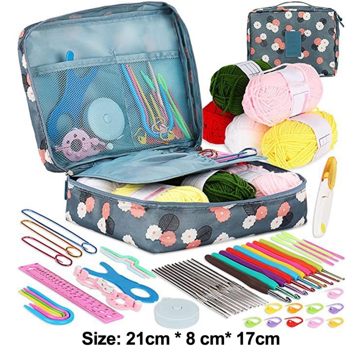 Complete Crochet Kit for Beginners DIY Crochet Set with All Materials Portable Yarn and Hook Tools for Knitting Perfect for Crafting Ideal for Learning and Creating Handmade Gifts