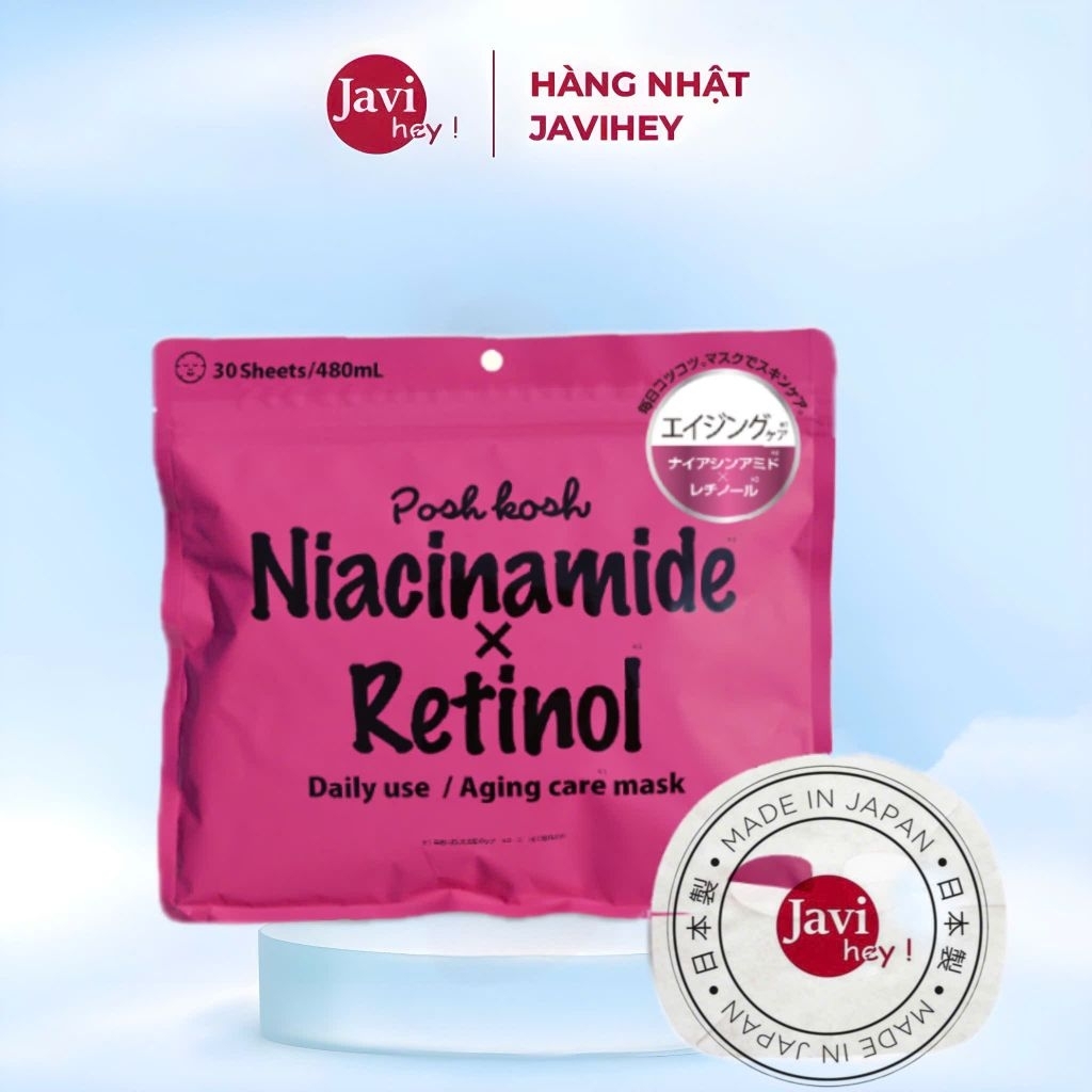 Mặt na dưỡng da Nhật bản Posh Kosh Niacinamide Retinol - 30 miếng