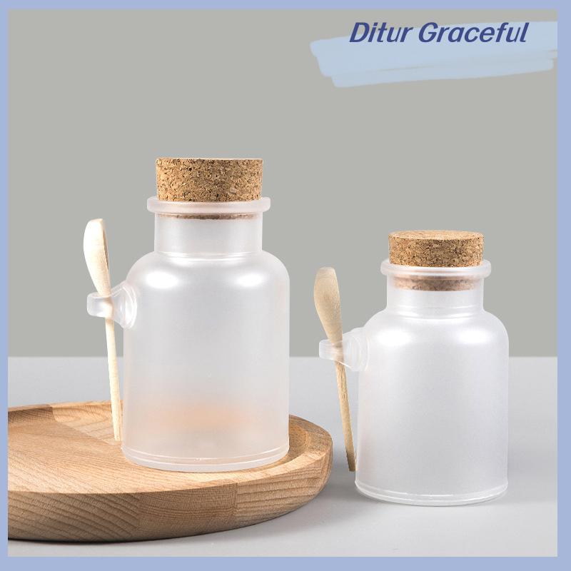 Ditur Rỗng Tắm muối chai nhựa Matte nút chai Jar bơm lại chai với thìa gỗ
