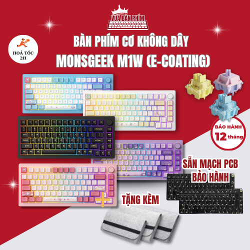 [HÀNG SẴN] Bàn phím cơ MonsGeek M1W e-coating không dây 3 mode, vỏ nhôm CNC , mạch xuôi, gasket moun