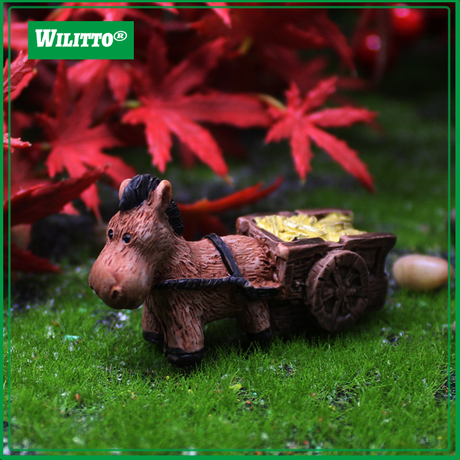 Donkey Cart Figurine Weather-Proof Donkey Trolley Statue Small Garden Decoration Sculpture Resin Ornament ราคา 51 บาท*ส่งฟรี