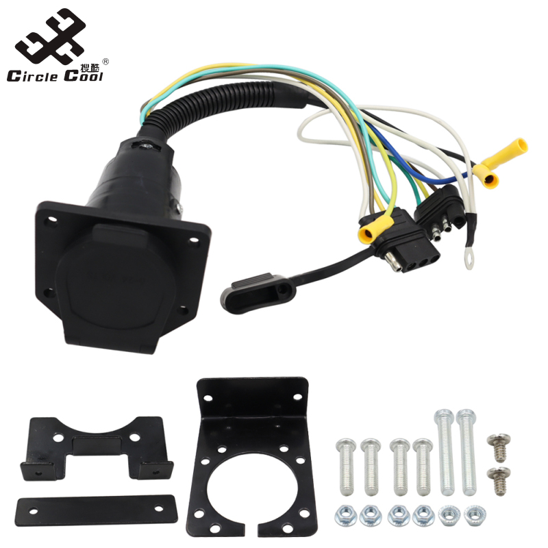 Vòng tròn mát RV đầu nối dây xe moóc cắm Kit phích cắm chuẩn Mỹ 4-pin để 4 + 7-chuyển đổi chấu với khung đèn sau kết nối tín hiệu