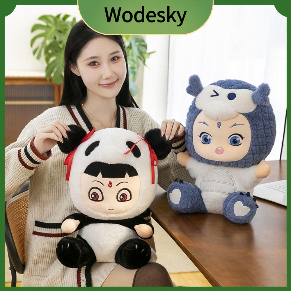 WODESKY Gấu trúc NE zha Đồ chơi nhồi bông 30cm Ao Bing NE zha nhung lông Mềm Hóa trang Búp bê thú nhồi bông Trẻ em