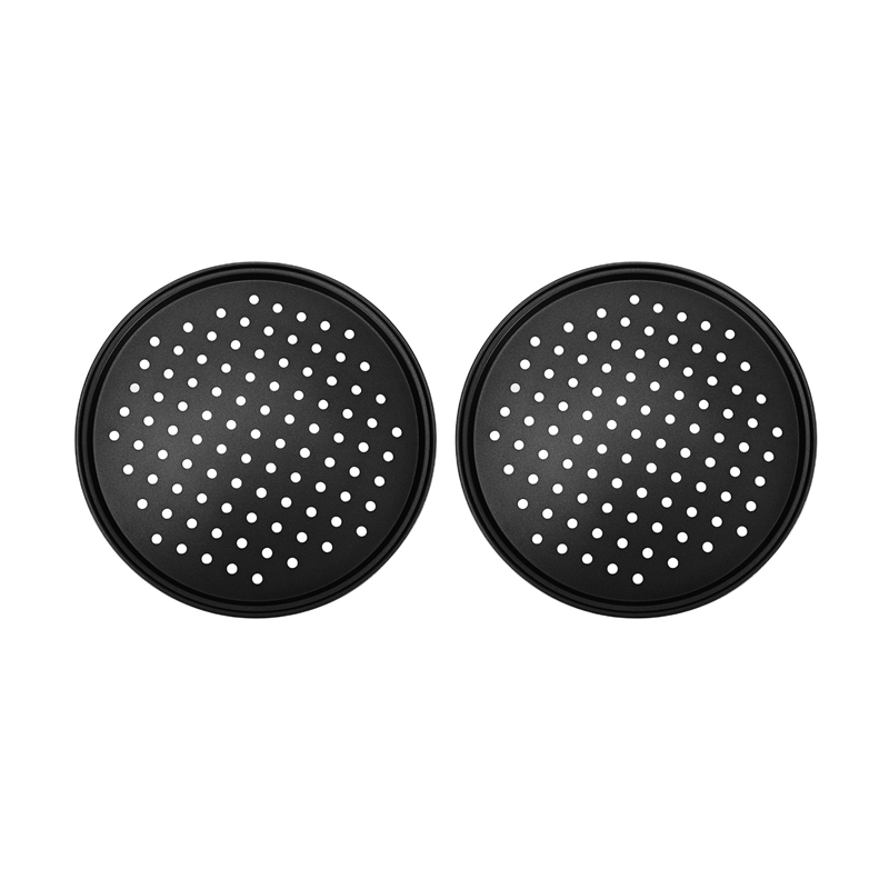2 Pack 11 Inch Personal Perforated Pizza Pans Carbon Steel with Nonstick Coating Easy to Clean Pizza Baking Tray
