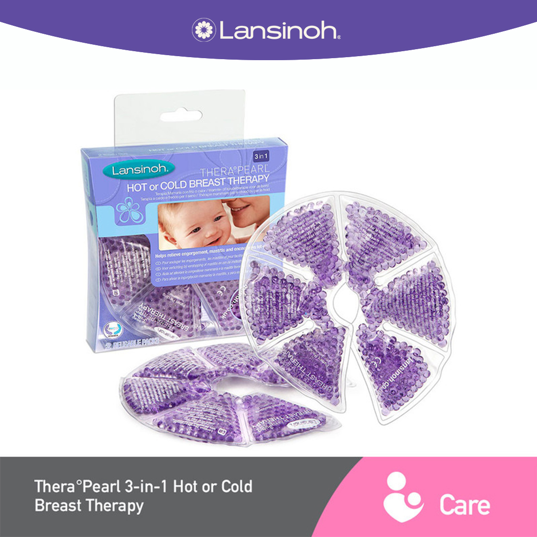 Lansinoh TheraPearl 3-in-1 Hot or Cold Breast Therapy Pack with Cover, 2  Count