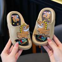 Baby Boys Girls Fashion Slippers With Cute Cartoon Dinosaur Rubber Soft Anti-slip Soled Sandals Kids Summer Sandals Waterproof Home Beach Slippers For Toddler Slip On Slippers Size 22-33