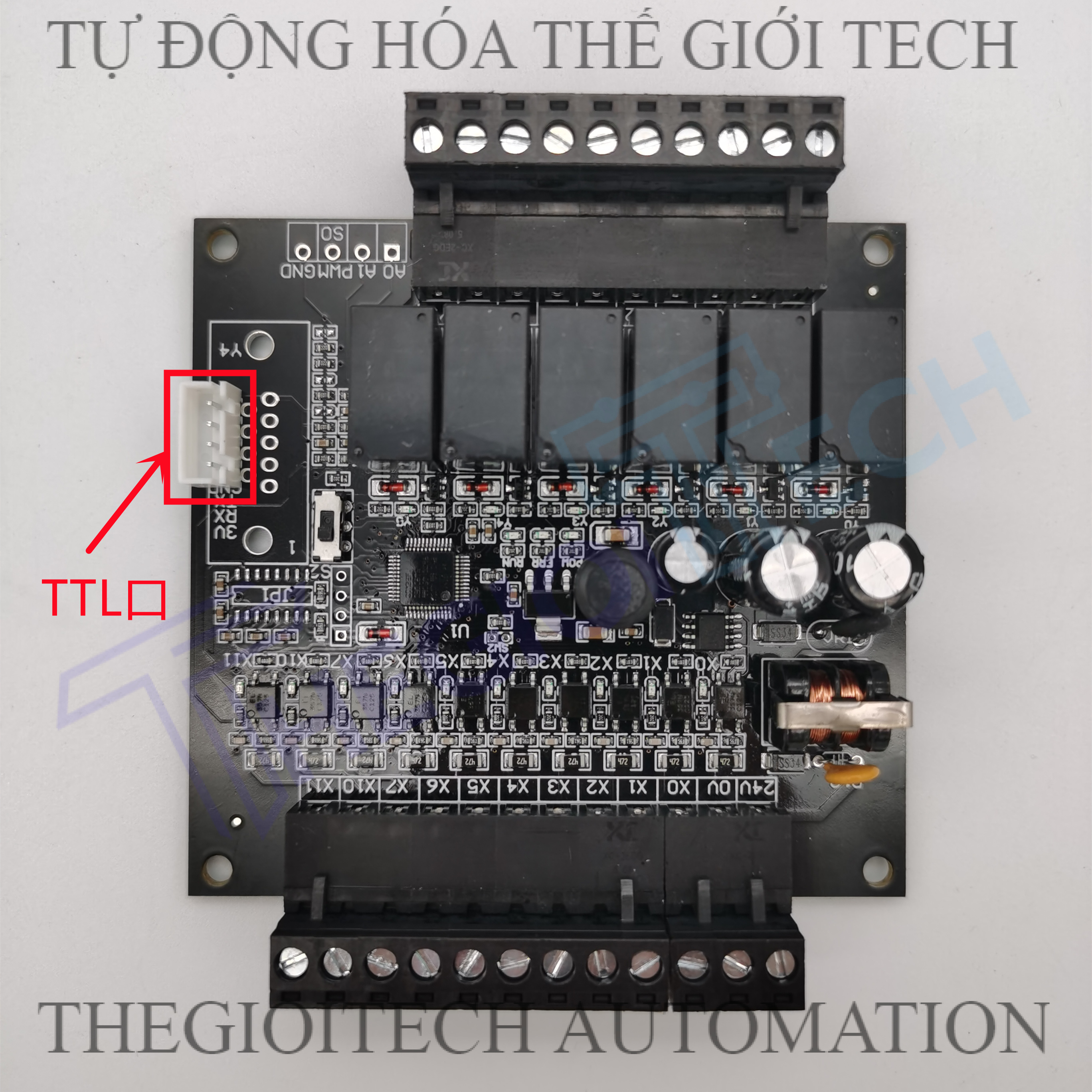 Board mạch Lập Trình PLC HK HK2N FX2N 16MR 8 input 8 output relay 24V TTL RS232, GX Works2 Mitsubishi - 16MR TTL mạch trần