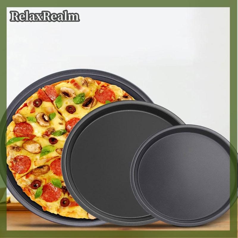 RelaxRealm Khay đĩa Pizza tròn khay đĩa sâu khuôn chống dính bằng thép cacbon Khuôn nướng bánh