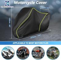 X AUTOHAUX ผ้าคลุมรถจักรยานยนต์กันน้ำสำหรับใช้งานกลางแจ้ง ทำจากผ้าอ็อกซ์ฟอร์ด 300D เนื้อหนา มีรูสำหรับล็อค ป้องกันได้ทุกฤดูกาล สีดำ