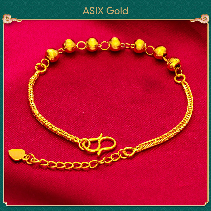 ASIX GOLD Vòng đeo tay vàng 24K Nữ Vòng đeo tay hạt mắt mèo may mắn Đồ trang sức tình yêu Một món quà cho bạn gái của bạn