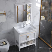 Bathroom Cabinet with Ceramic Sink and Aluminum Basin Stand