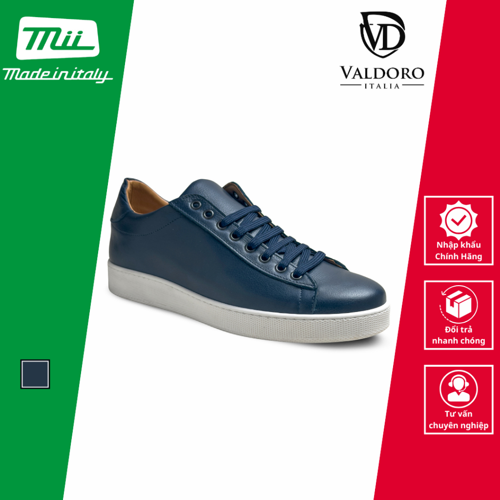 Giày Sneaker Nam Bằng Da Thật Full grain Sản Xuất Tại Italy - Valdoro - BRANDO-PELLE_BLUE