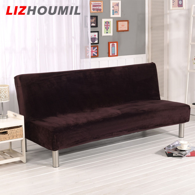 LIZHOUMIL Plush Fabric Fold Armless Sofa Bed Cover Folding Seat Slipcover Thicker Covers Bench Couch Protector ราคา 740 บาท*ส่งฟรี