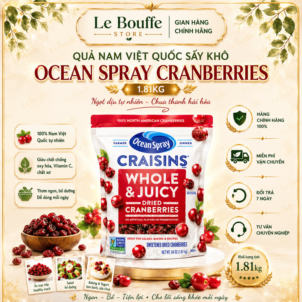 Quả Nam Việt Quốc Sấy Khô Ocean Spray Cran Berries 1.18Kg