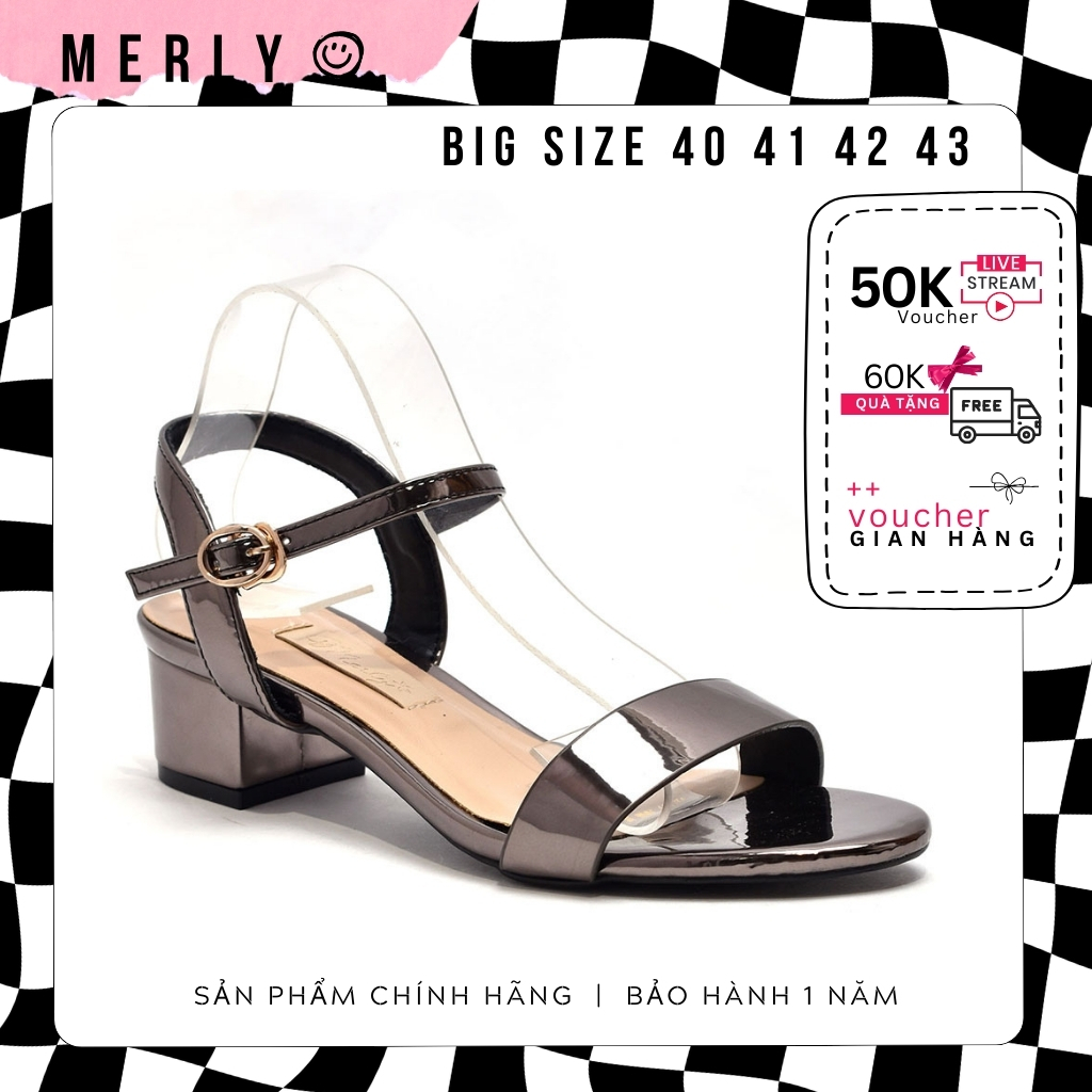 Giày Sandal Nữ Quai Ngang 3p Merly 1226 Xăng Đan Đế Thấp 3cm Công Sở Đi Tiệc Giày Nữ Big Size 404142