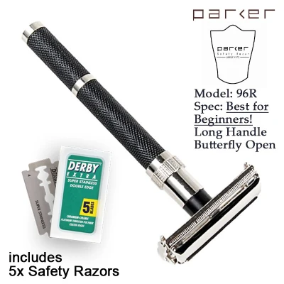 Parker 96R - Long Handle Butterfly Open Double Edge Safety Razor-SGPOMADES