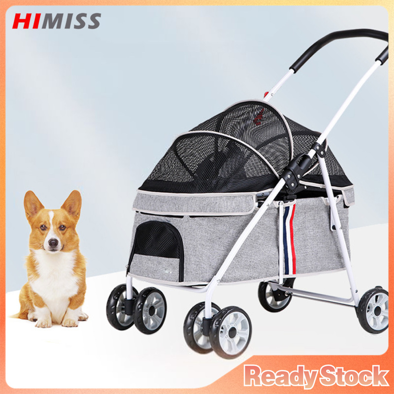 Pet Folding Stroller Pet Stroller With Foldable Net Shade Pet Jogger With 360-Degree Swivel Wheels For Small Medium Dogs - ยี่ห้อ HIMISS ราคา 6,417 บาท*ส่งฟรี