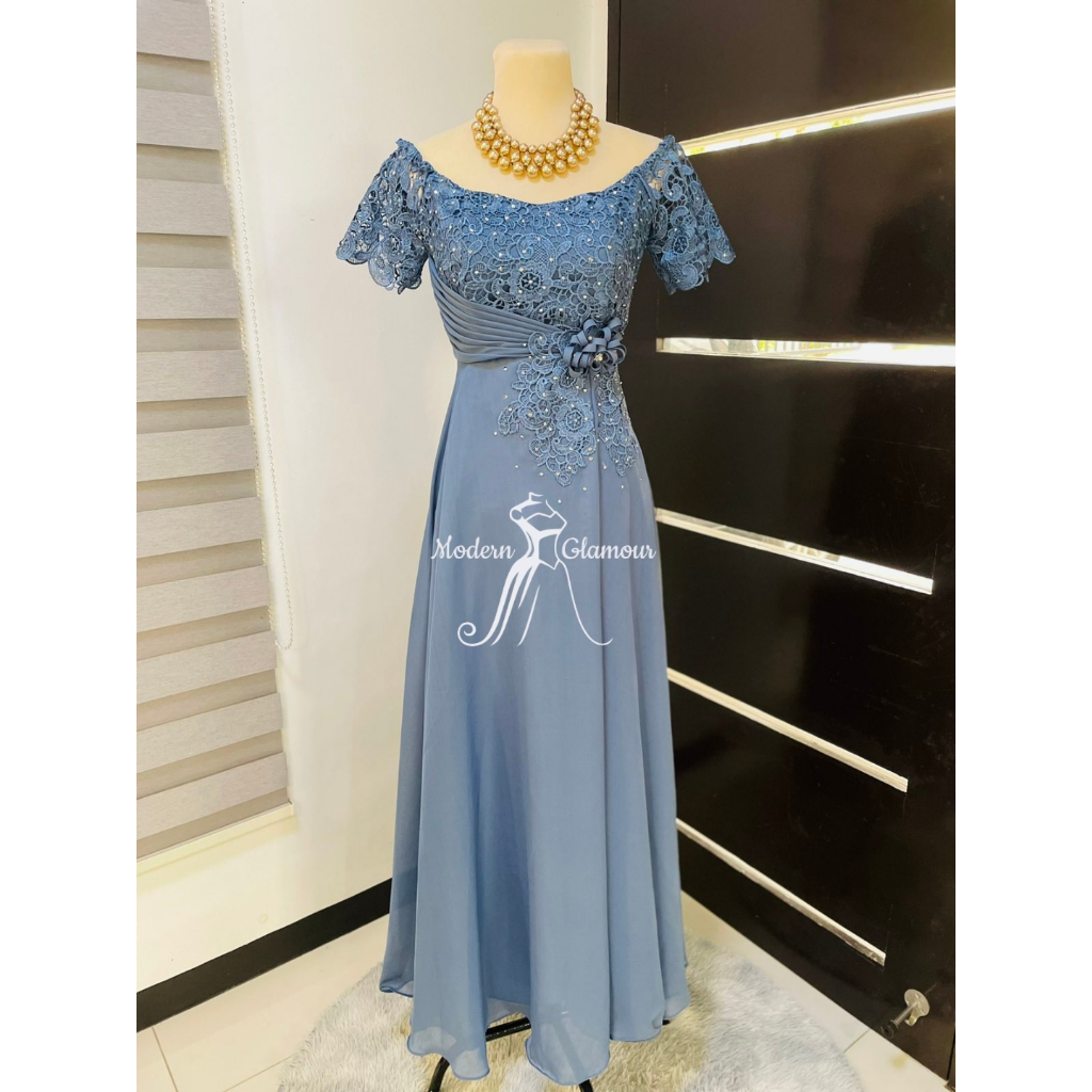 blue dress for baby girl ZAPAKASA Women Dusty Blue Chiffon Bridesmaid Dress A-Line Cold Shoulder  Detachable Sleeves Chiffon Maxi Long Wedding Guest Dress