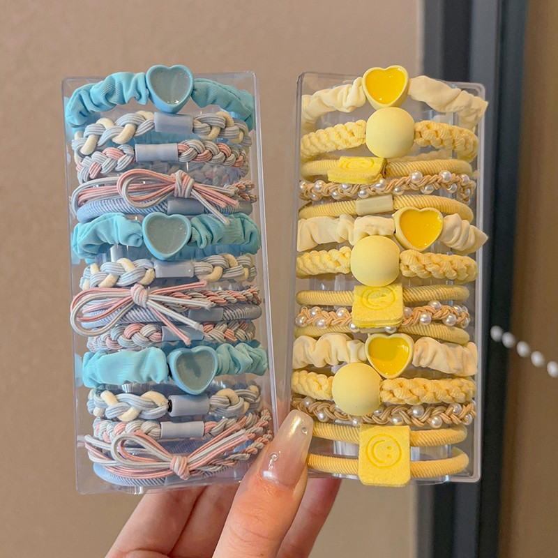 [with Box] 40pcs Rubber Band Women Hair Tie Simple High Ponytail Hair Rope Temperament High Elasticity and Durable Rubber Band New Hair Tie