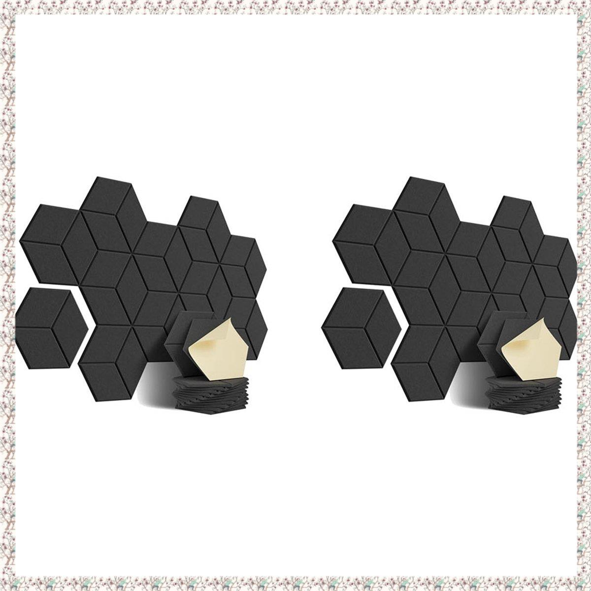 24 PACK Acoustic Foam,Self-Adhesive Sound Proof Panels,for Sound Insulation &Acoustic Treatment(Black)