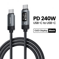 Toocki LED Digital Display 240w Usb-c To Usb-c Cable for Fast Charging Ipad Macbook Pro Xiaomi Samsung and Huawei Kabel Usb-c Ke 240w Untuk Pengecasan Pantas Ipad Macbook Pro Xiaomi Samsung Dan Huawei