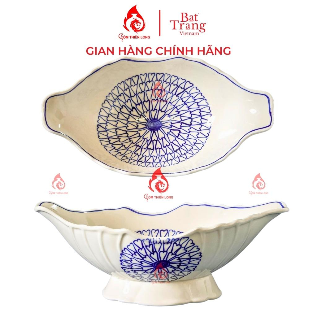 Bát đựng gà cúng vẽ bồ công anh đĩa thuyền đựng gà gốm Bát Tràng chính hãng Gốm Thiên Long 230924