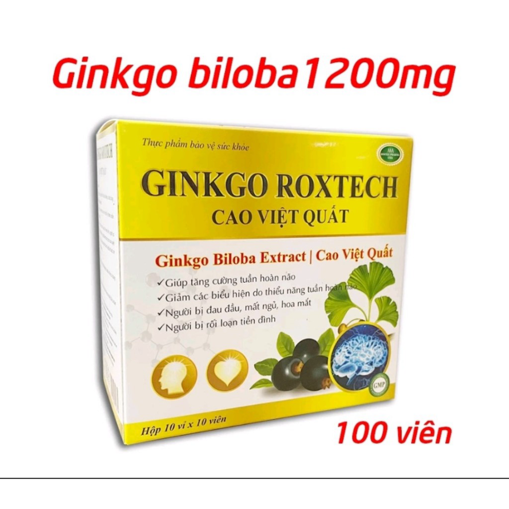 Ginkgo Roxtech Cao việt quất cải thiện chứng mất ngủ hoạt huyết dưỡng não, đau đầu chóng mặt, ngủ k ngon giấc ny