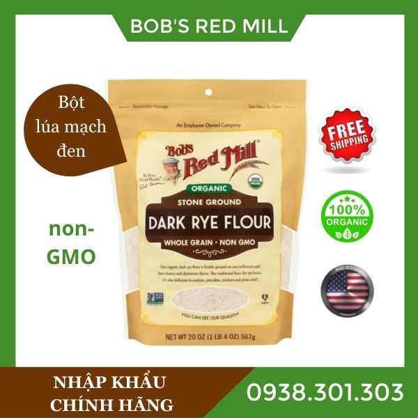 Bột lúa mạch đen hữu cơ organic dark rye flour Bob s Red Mill