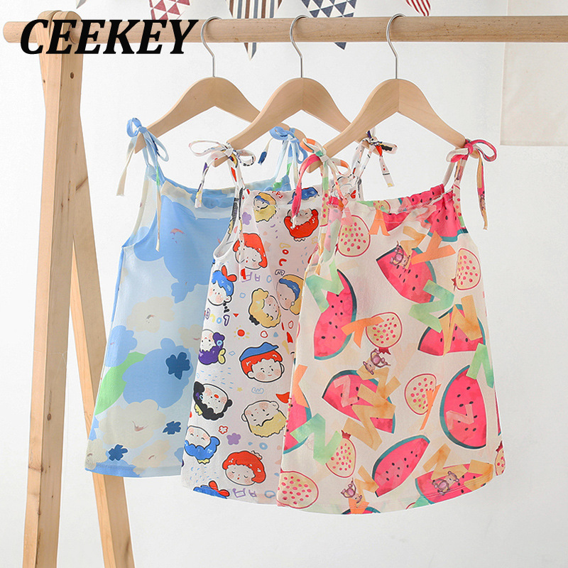 CEEKEY กระโปรงเจ้าหญิงเด็กหญิงกระโปรงแขวนฤดูร้อนกระโปรงเสื้อกั๊กสไตล์เกาหลีสดชื่น90-140ซม เสื้อสงกรานต์เด็ก ราคา 59 บาท*ส่งฟรี