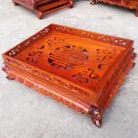 Khay Trà Chân Qùy Bằng Gỗ Hương-Khay trà rồng trầu gỗ