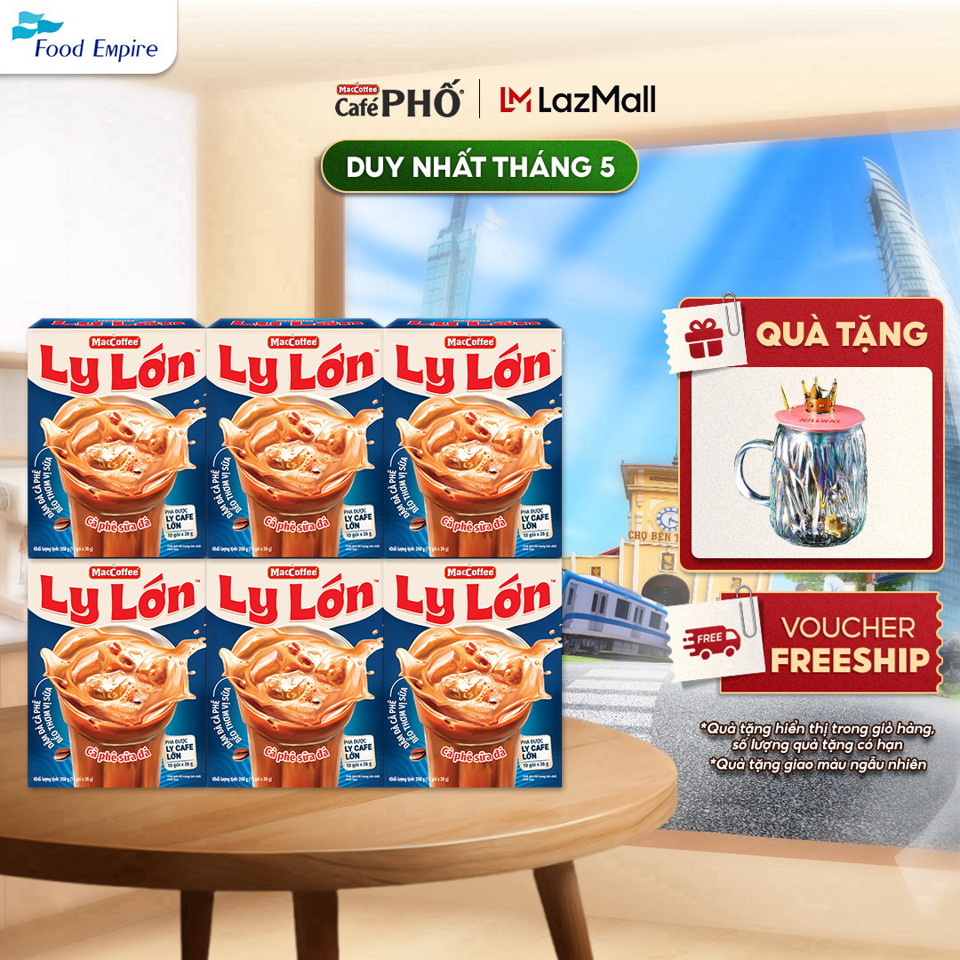 Combo 6 hộp Cà phê Ly Lớn - Maccoffee (hộp 10 gói x 26g)